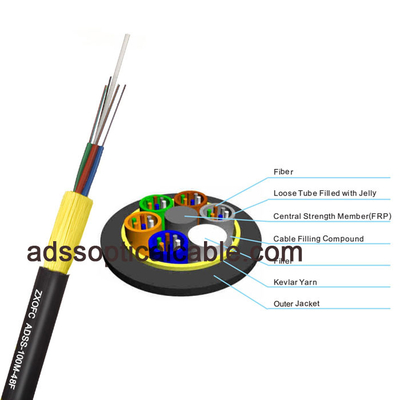 48 Strand Aerial Non Metallic Sheathed Cable HDPE 100m 120m 150m Span